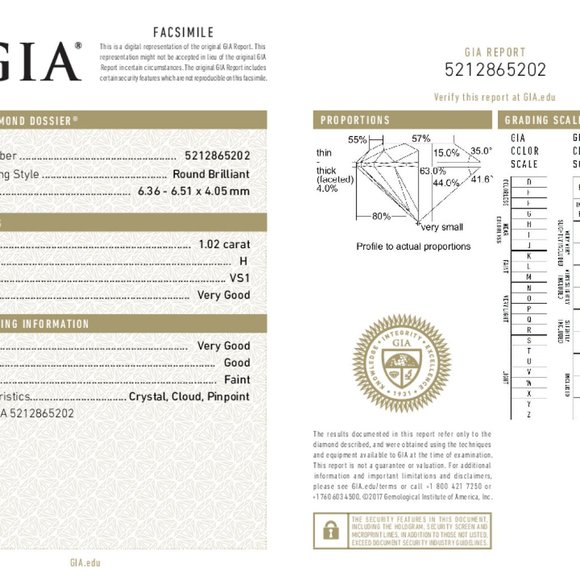 Round Diamond Pendant 14K White (1.02 Ct H Vs1 ) Gia C47200067 - Picture 4 of 5